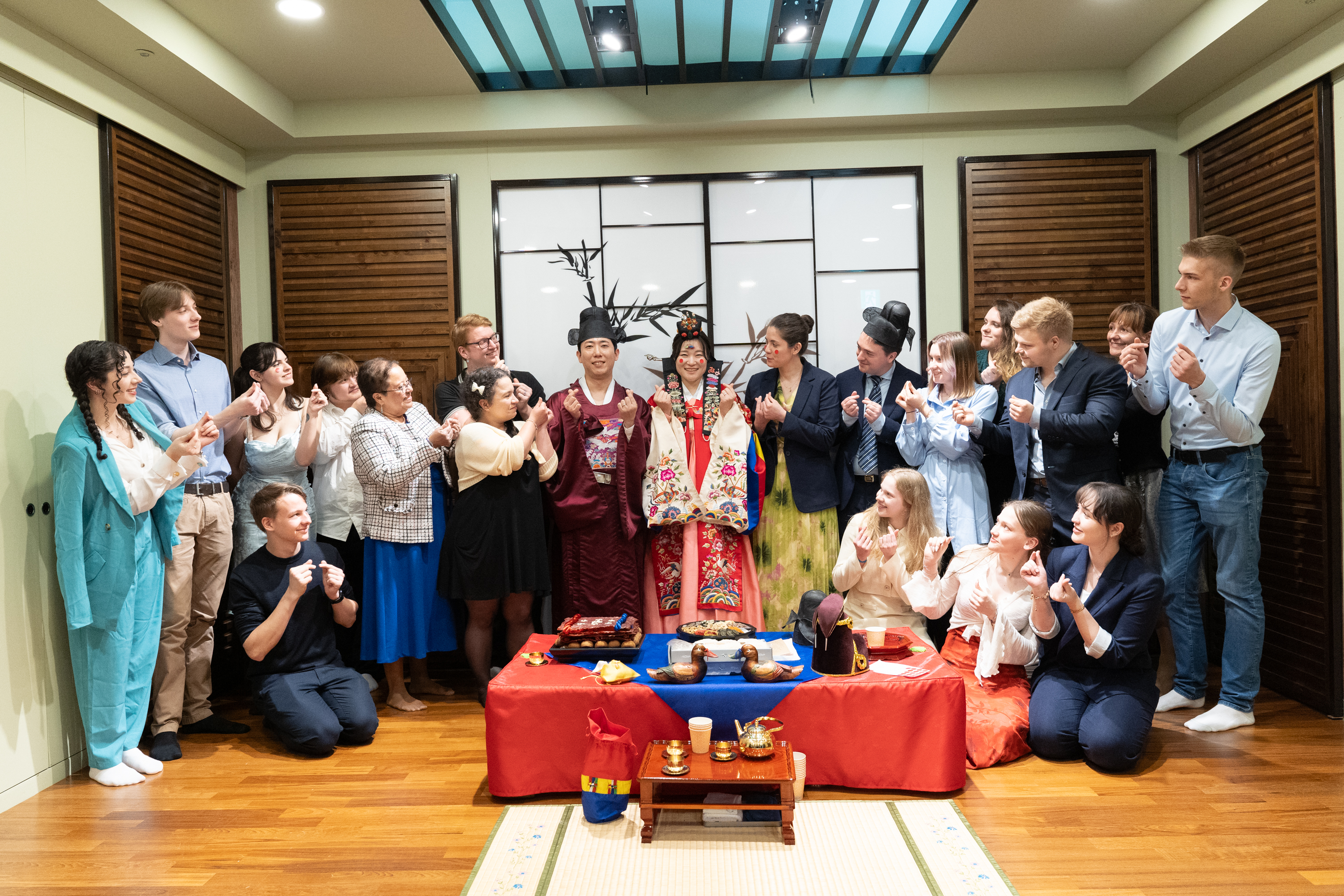 Eunjin and Hangseo's traditional Korean wedding ceremony surrounded by international guests